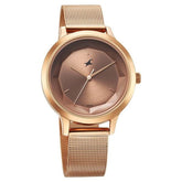Fastrack Fleek Women's Watch Analog with Rose Gold Dial & Mesh Band, 6210WM04